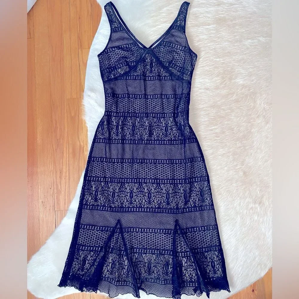 Ideology Black And Cream Mesh Net Dress Size M - Picture 1 of 7